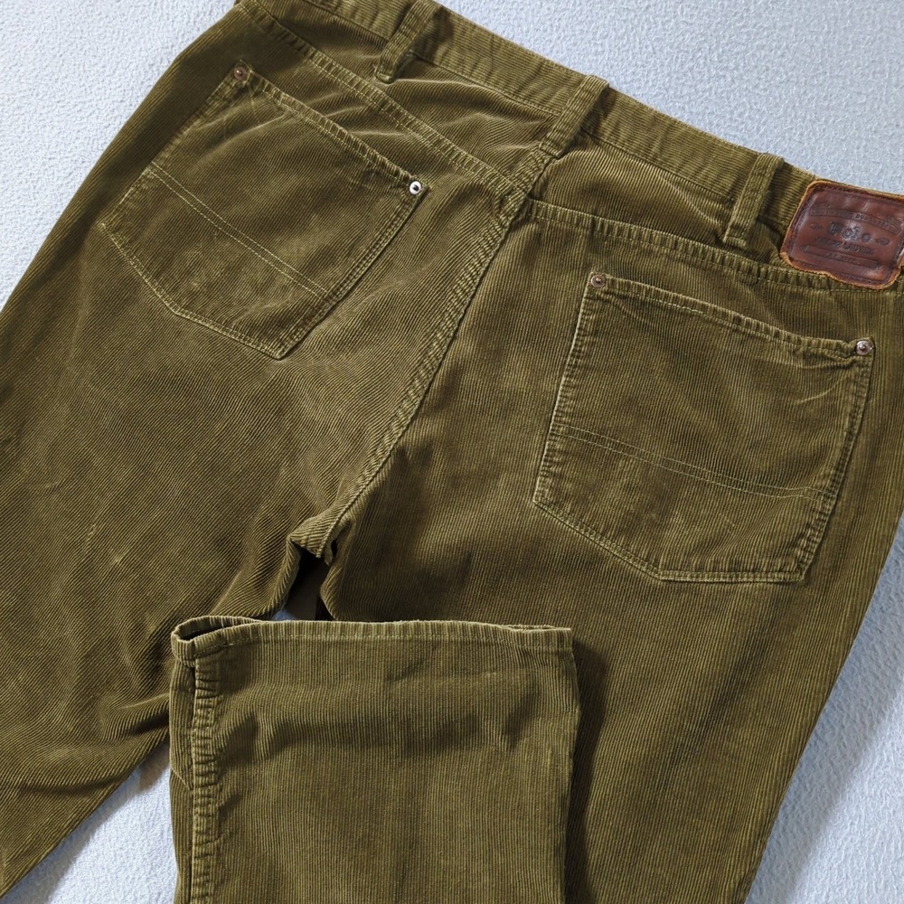 Polo Ralph Lauren Corduroy Pants Mens 38x32 Green Bootcut VTG Authentic Dungaree